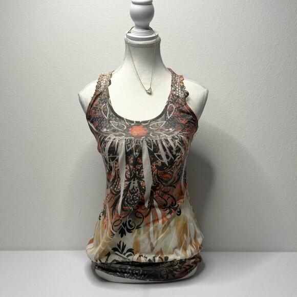 Y2K Vintage Rue 21 Size Small Boho crochet back tank top - Picture 1 of 5